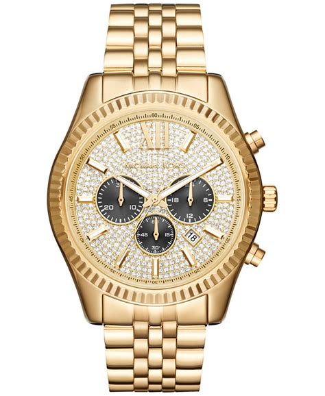 michael kors lexington chronograph men's watch mk8494|lexington pavé gold tone watch.